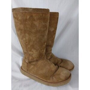 UGG Australia Kenly 1890 Winter Tall Chestnut Suede Side Zip Boots Womens Size 9